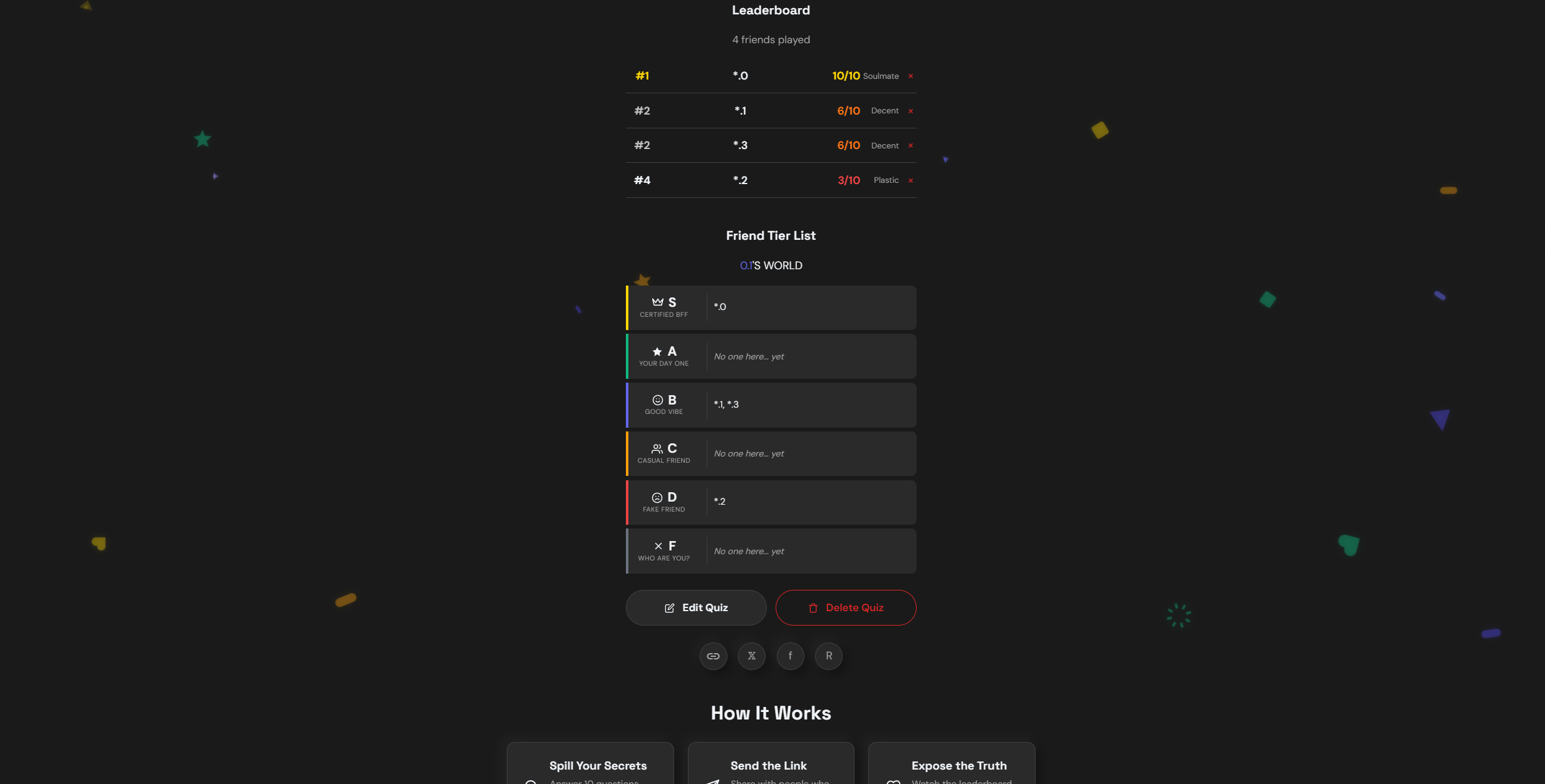 PIS Tester — friendship quiz maker screenshot